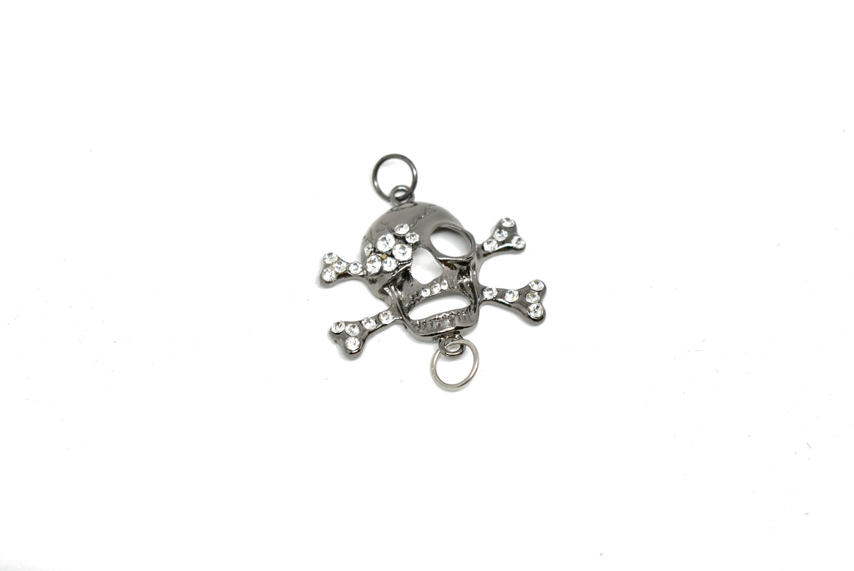 Rhinestone Pirate Skull Connector Charm 2.75"