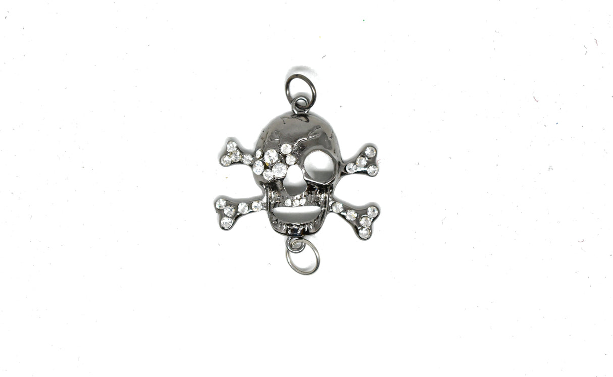 Rhinestone Pirate Skull Connector Charm 2.75"
