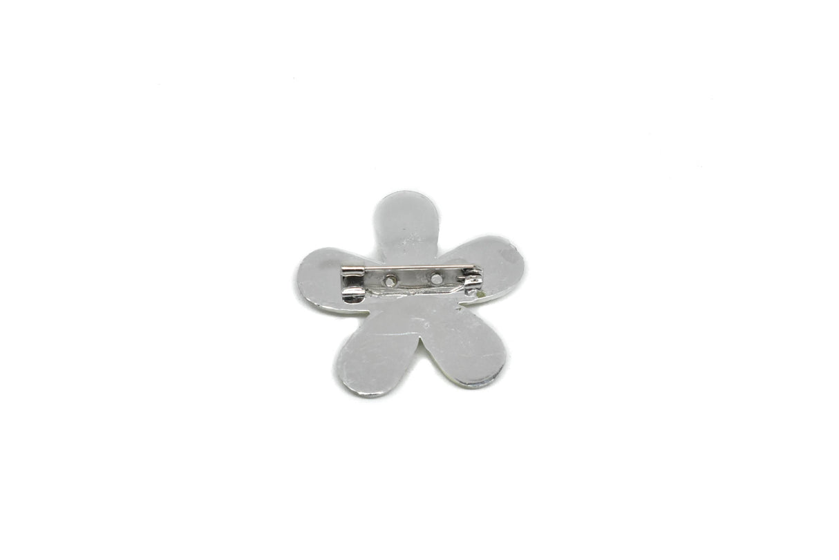 Flower Rhinestone Brooch Fuchsia Pink 1.50"