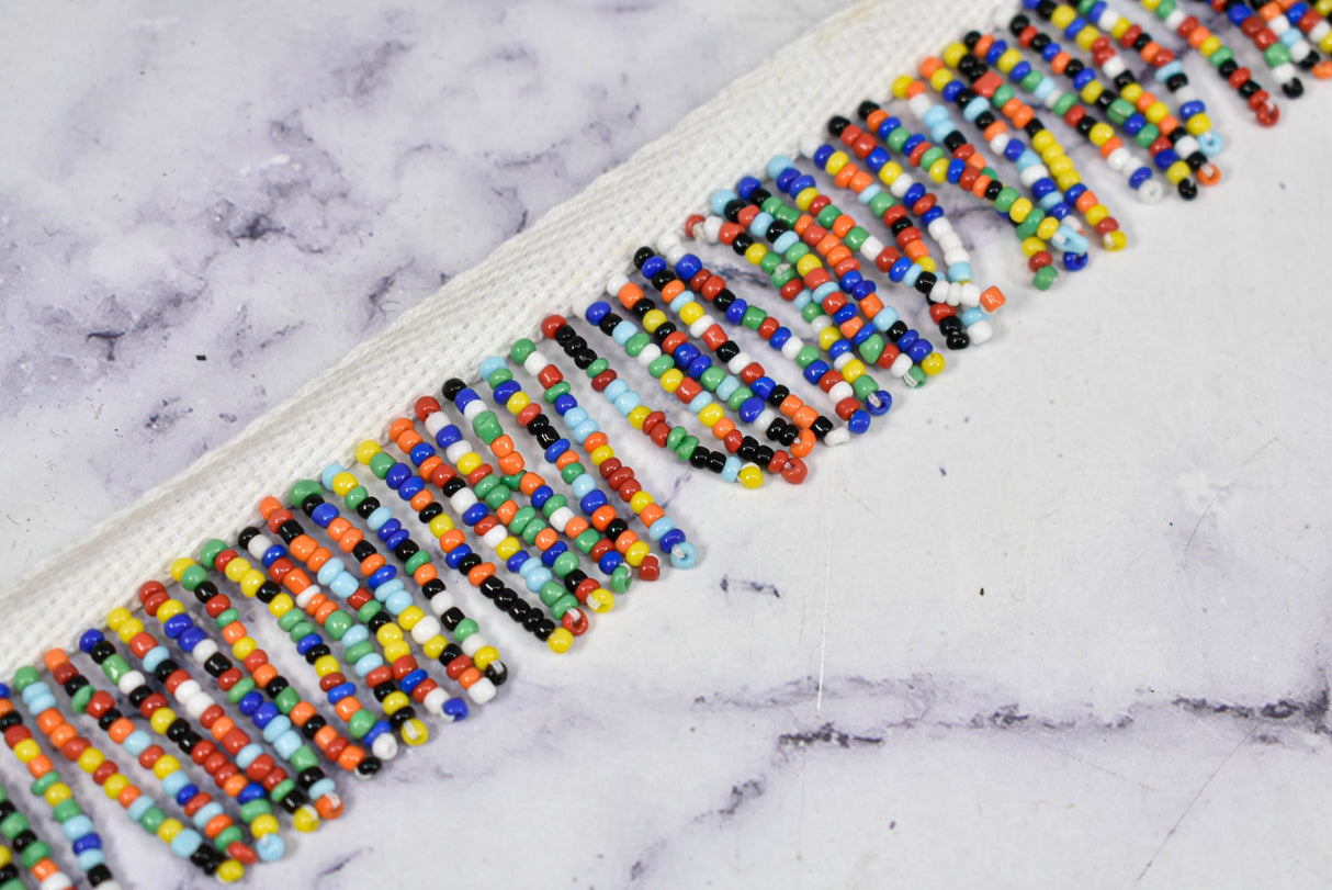 Beaded Fringe Trim Multi-Color Dangling