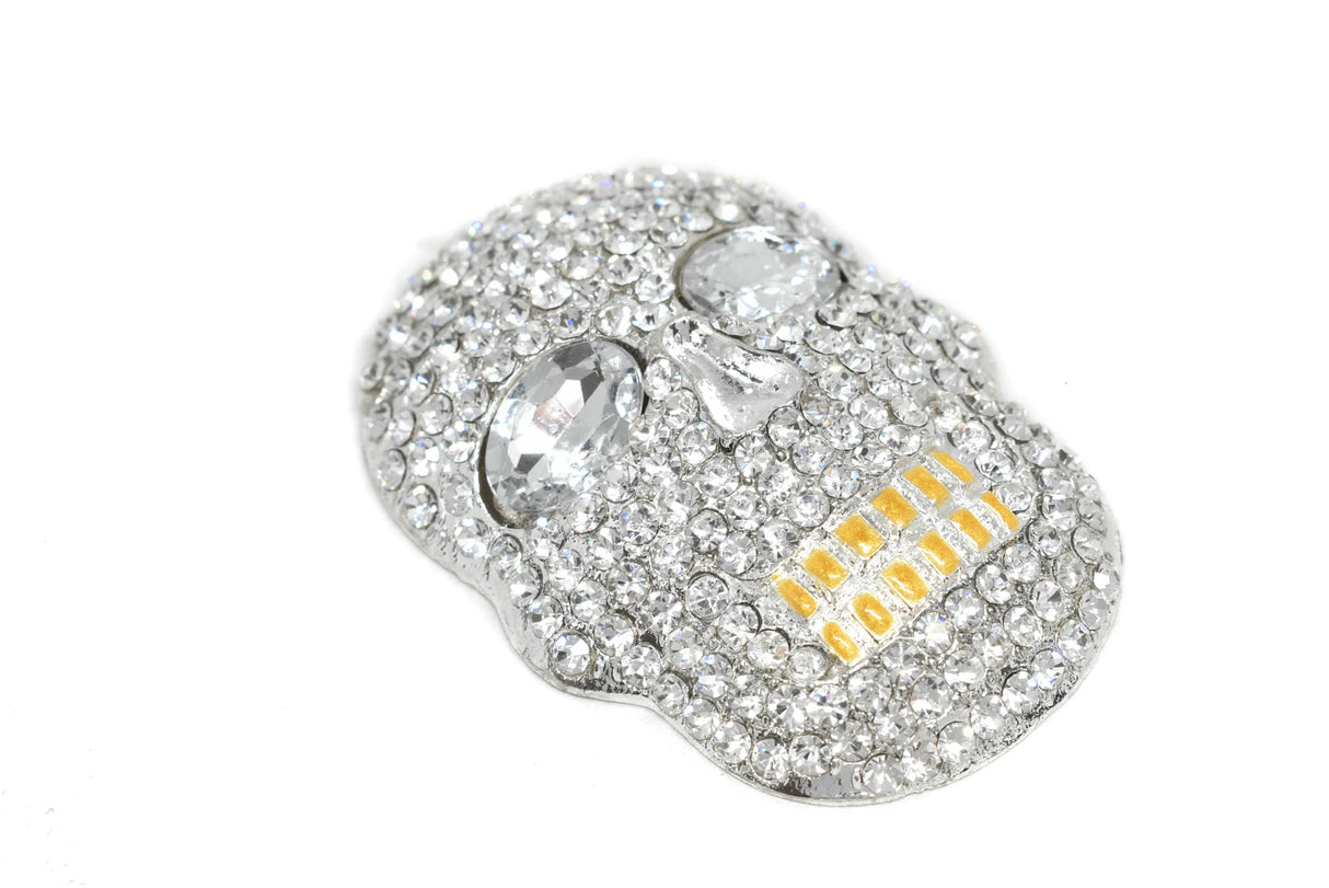 Rhinestone Skull Brooch 3.25 x 2.25