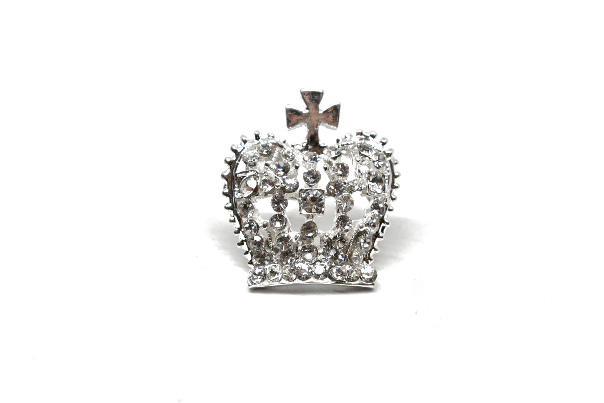Rhinestone Crown Brooch Gold Silver