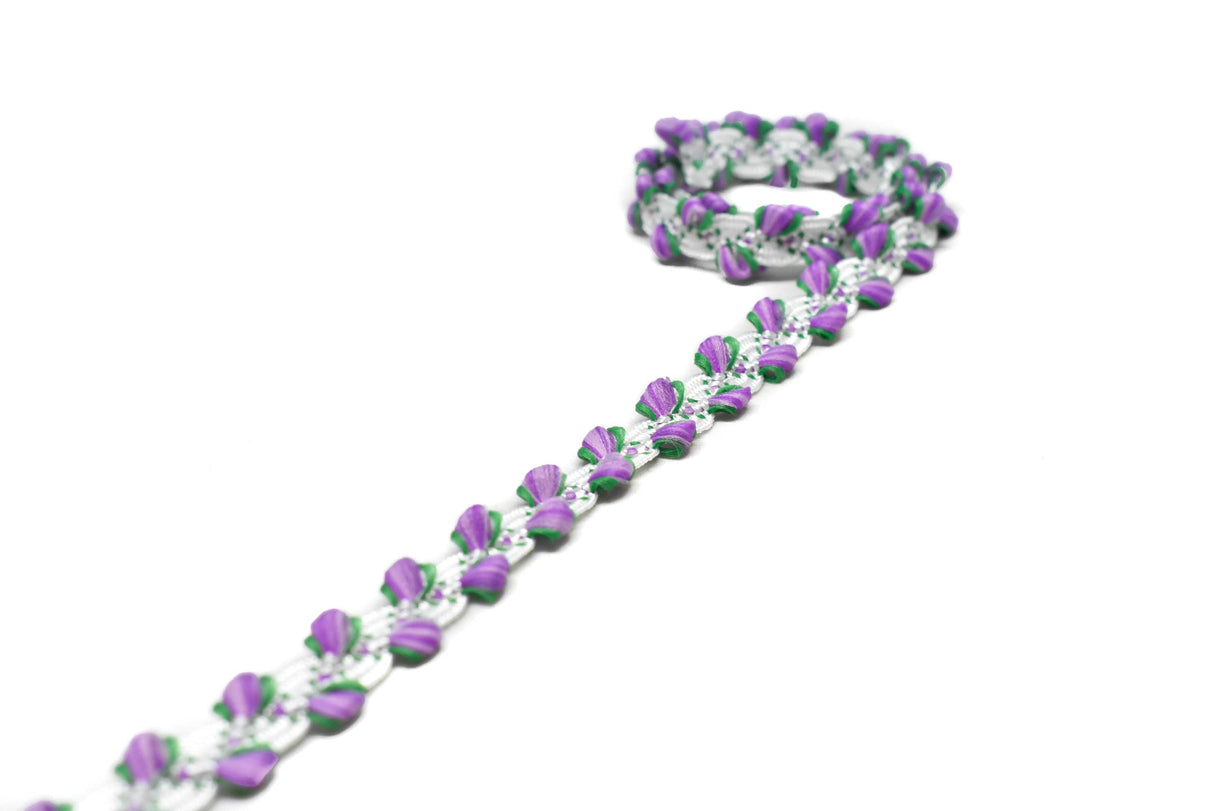 Floral Gimp Trim 0.38" White Tape