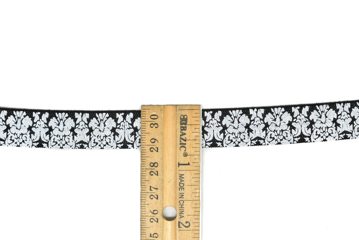 Fold-Over Elastic Damask Print 0.63"