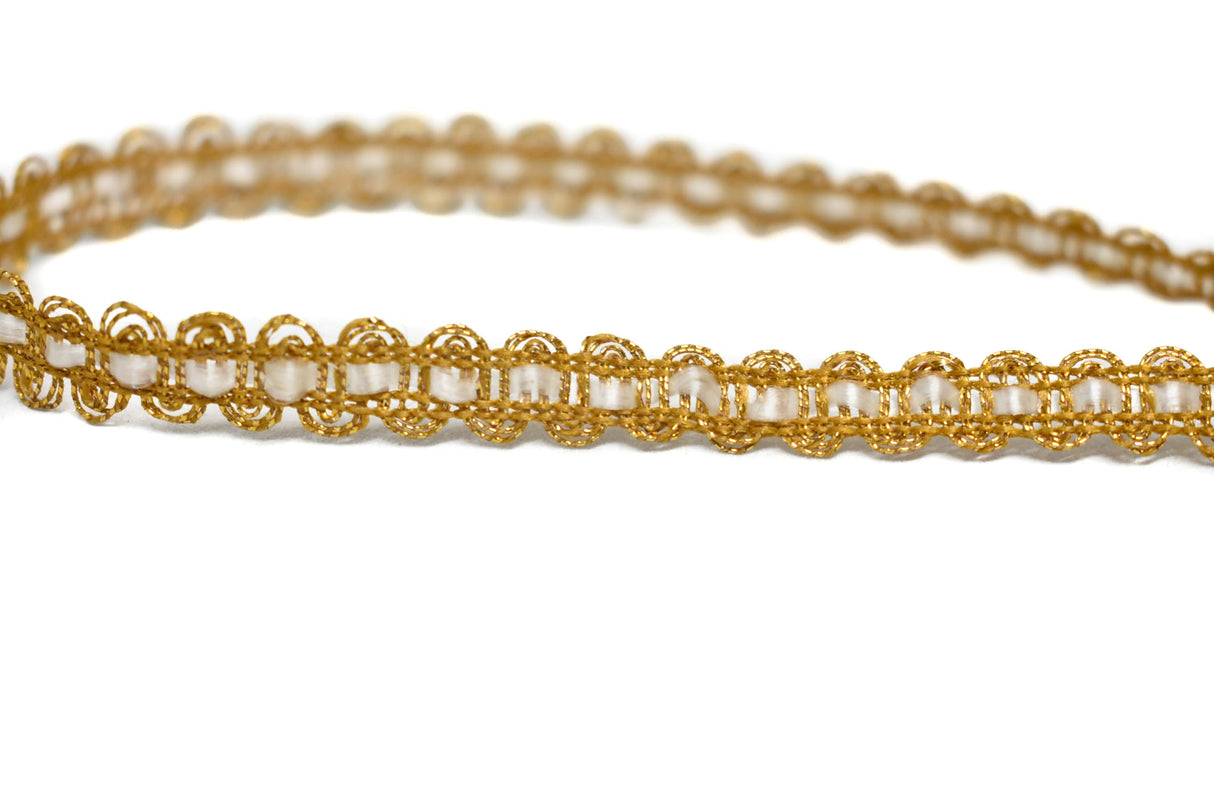 Gimp Trim Metallic Gold on Coral Red 3/8"