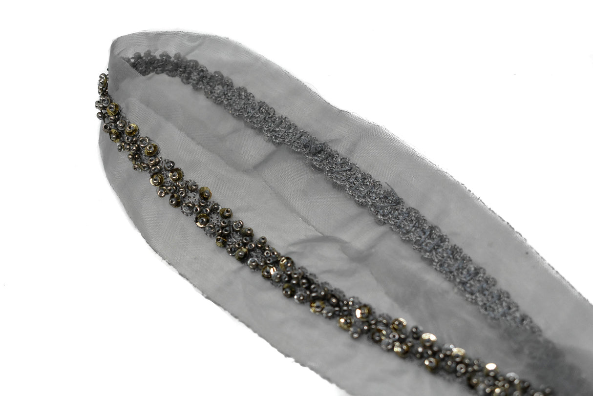 Beaded Sequins Organza Trim 1.50"