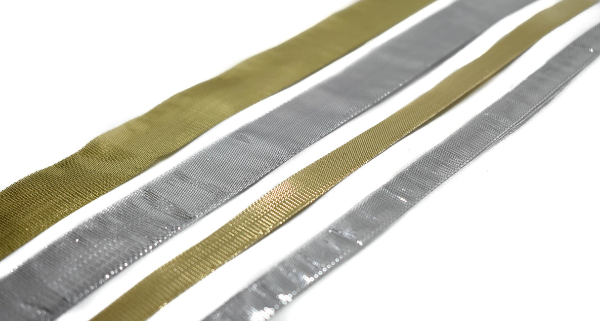Metallic Ribbon Gold Silver 1/2in 1in