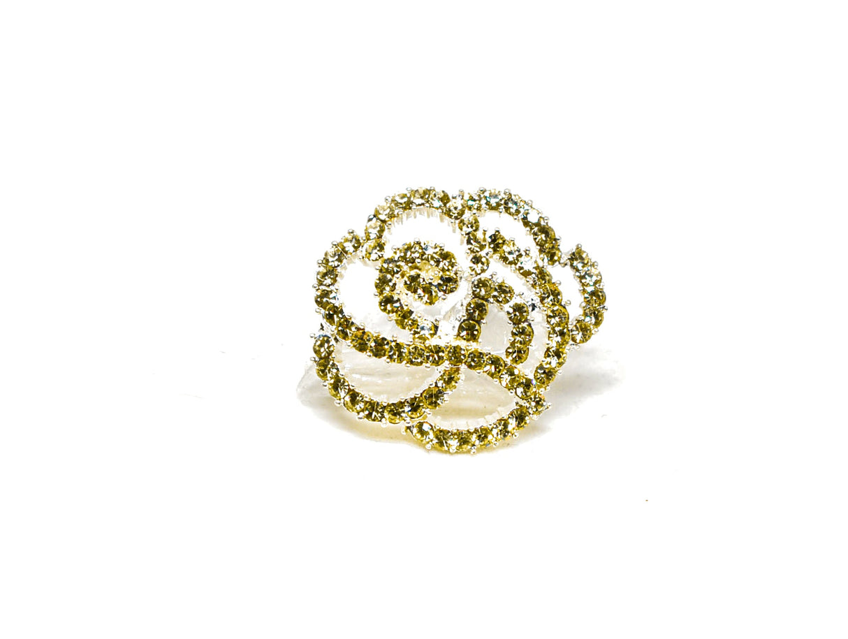 Rhinestone Rose Button 1 Inch