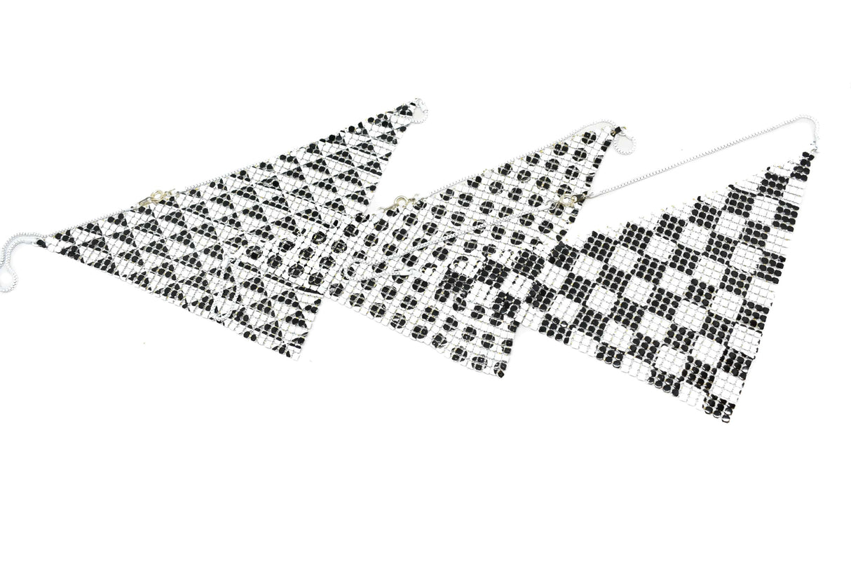 Metal Mesh Connector Checkered Black White