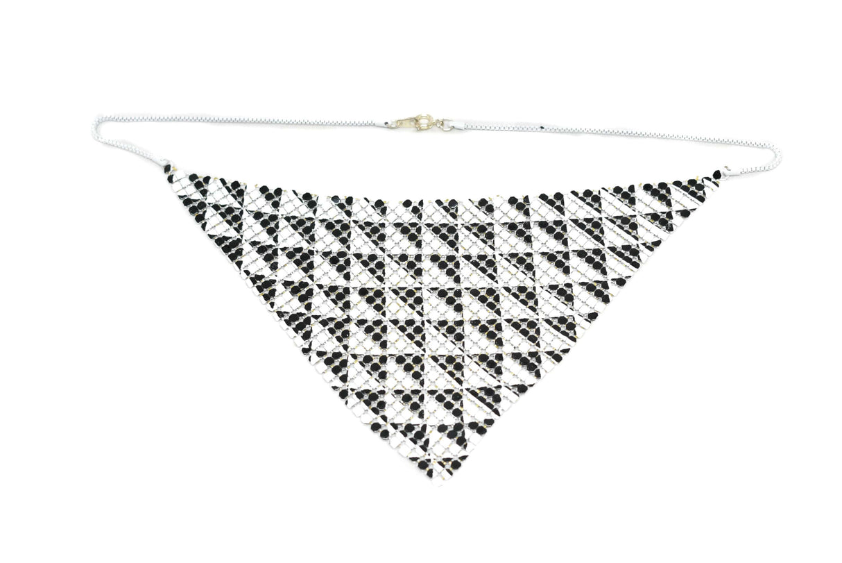 Metal Mesh Connector Checkered Black White