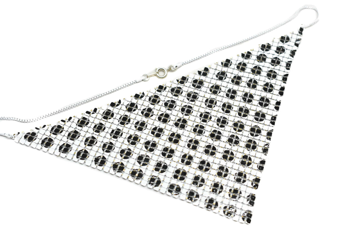 Metal Mesh Connector Checkered Black White