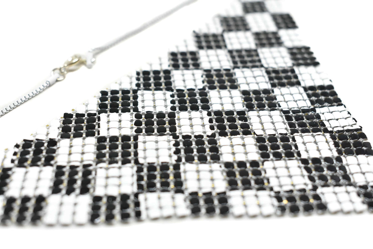 Metal Mesh Connector Checkered Black White