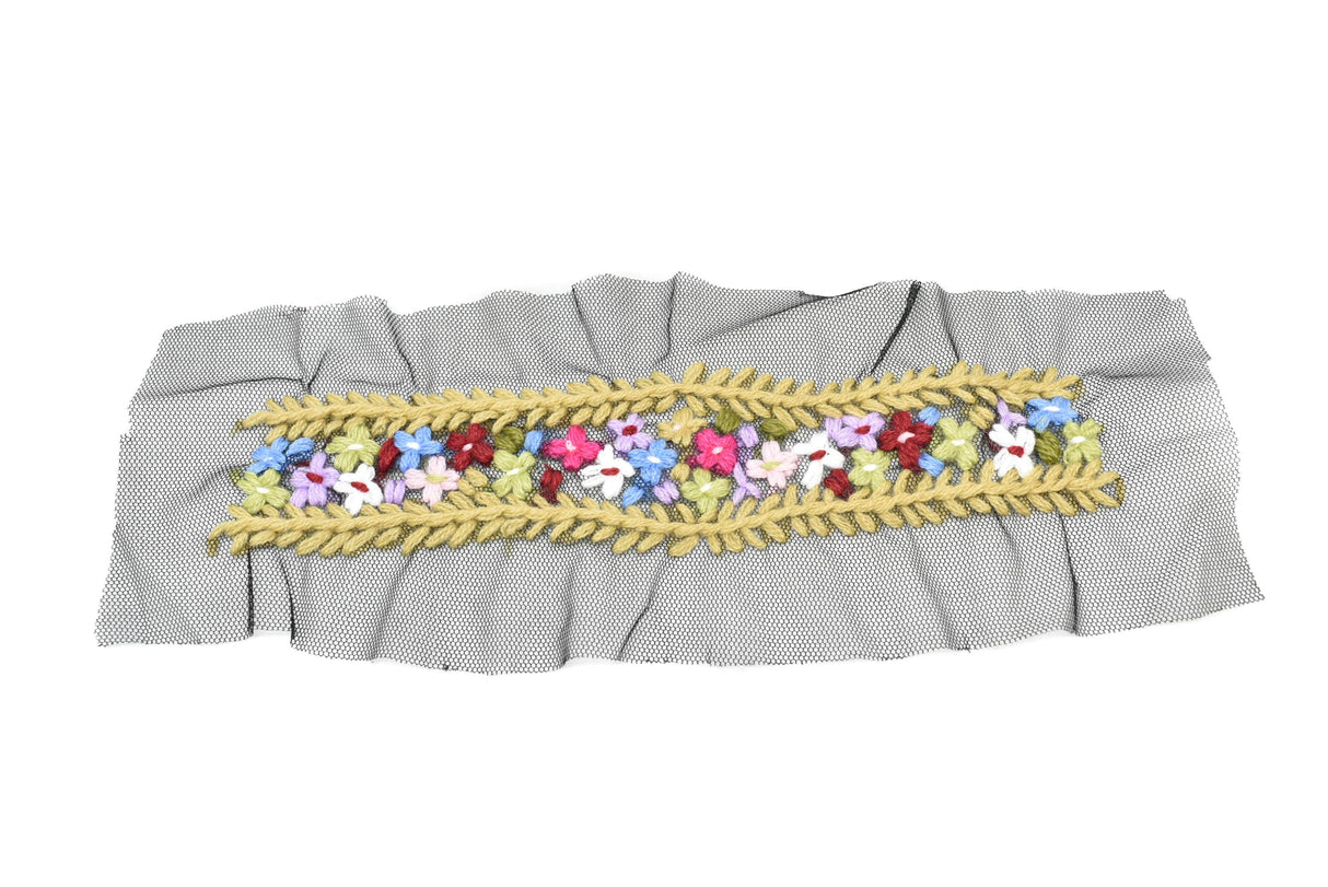 Embroidered Floral Mesh Lace Applique
