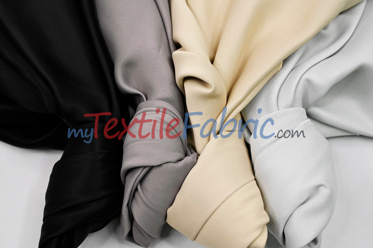 Fire Retardant Blackout Drapery Lining Polyester Fabric - Dim-Out Blackout, 58" Wide, 230 GSM, White, Champagne, Silver, Black (1 Yard)