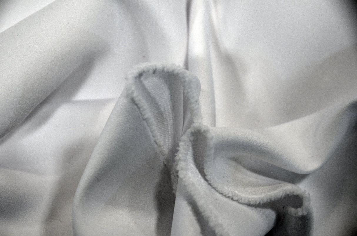 Japanese Matte Satin Peau De Soie Polyester Fabric - White Solid, 58/60" Width (1 Yard)