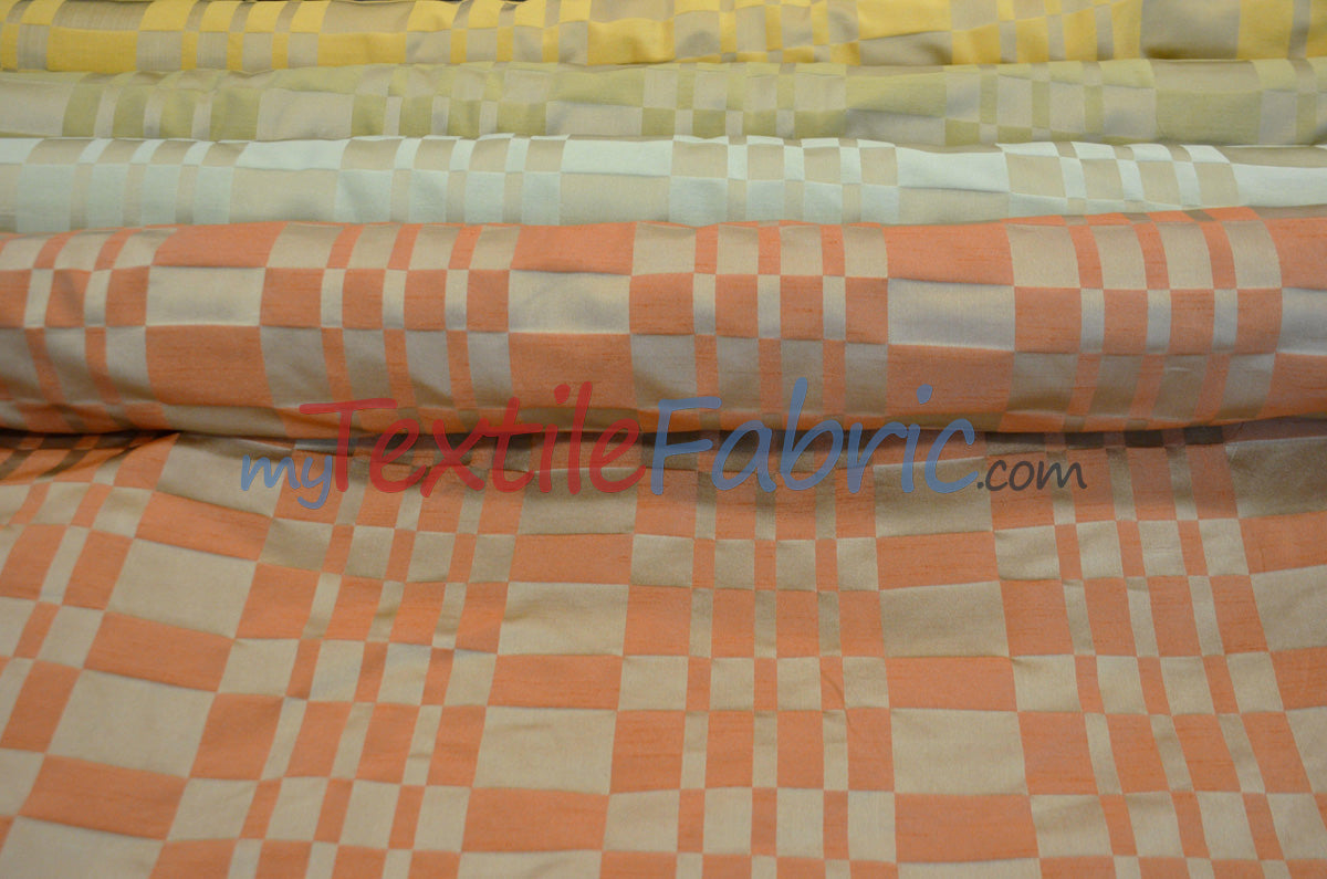 Faux Dupioni Polyester Fabric - Plaid, 54" Width (By The Yard)