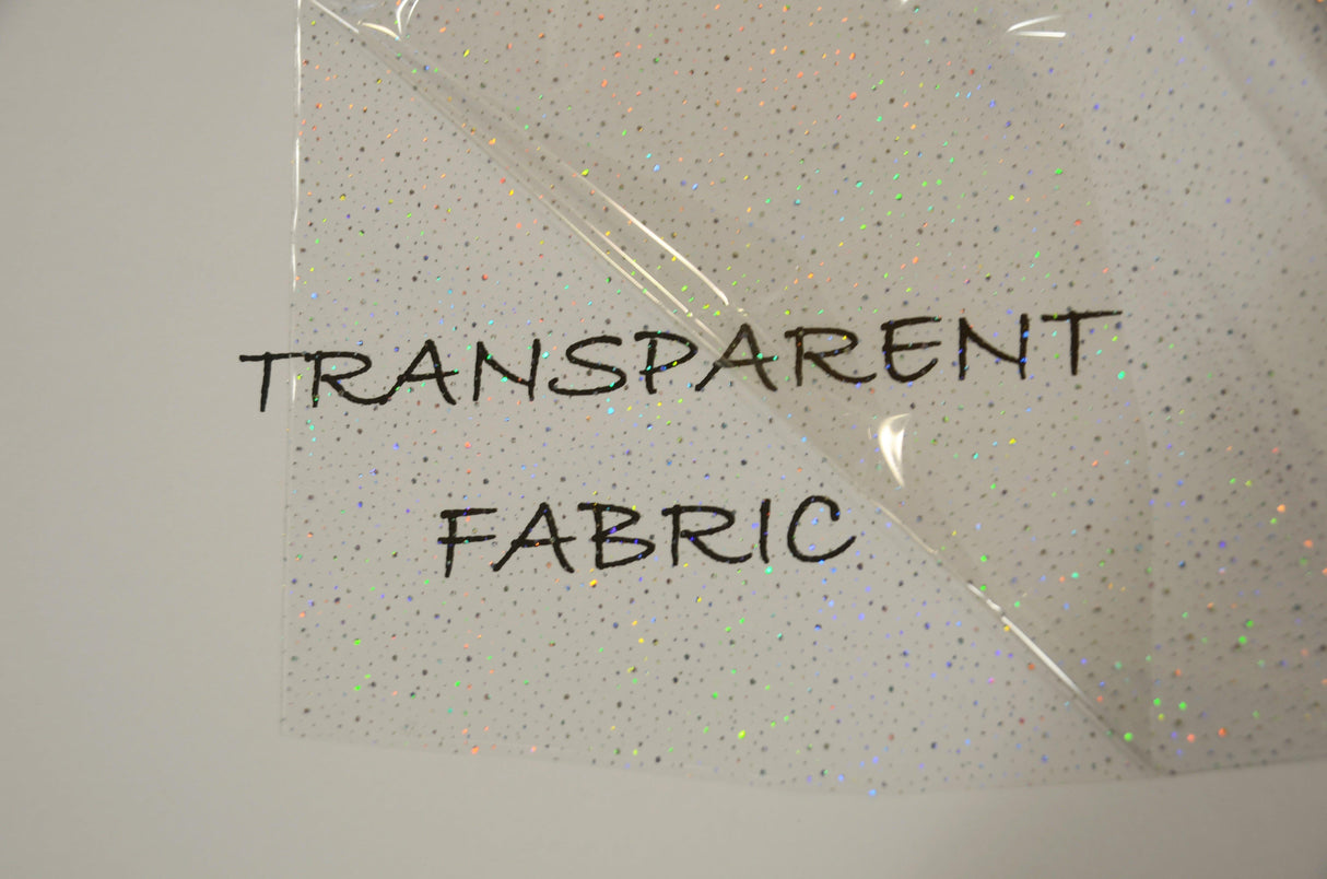 Transparent Glitter TPU Fabric - Holographic Rainbow, Waterproof, 54" Width (Yards)