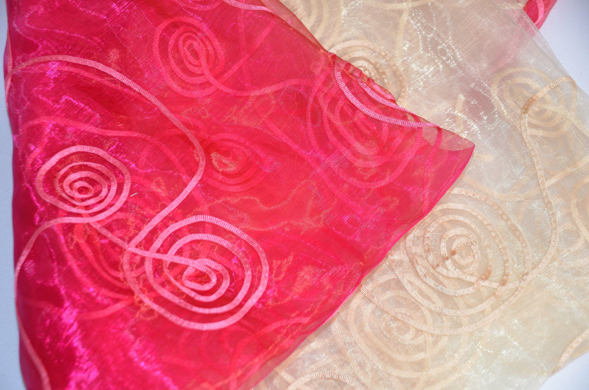 Donatello Organza Embroidery Fabric - Embroidered Floral Sheer, 54" Width, Multiple Colors (1 Yard)