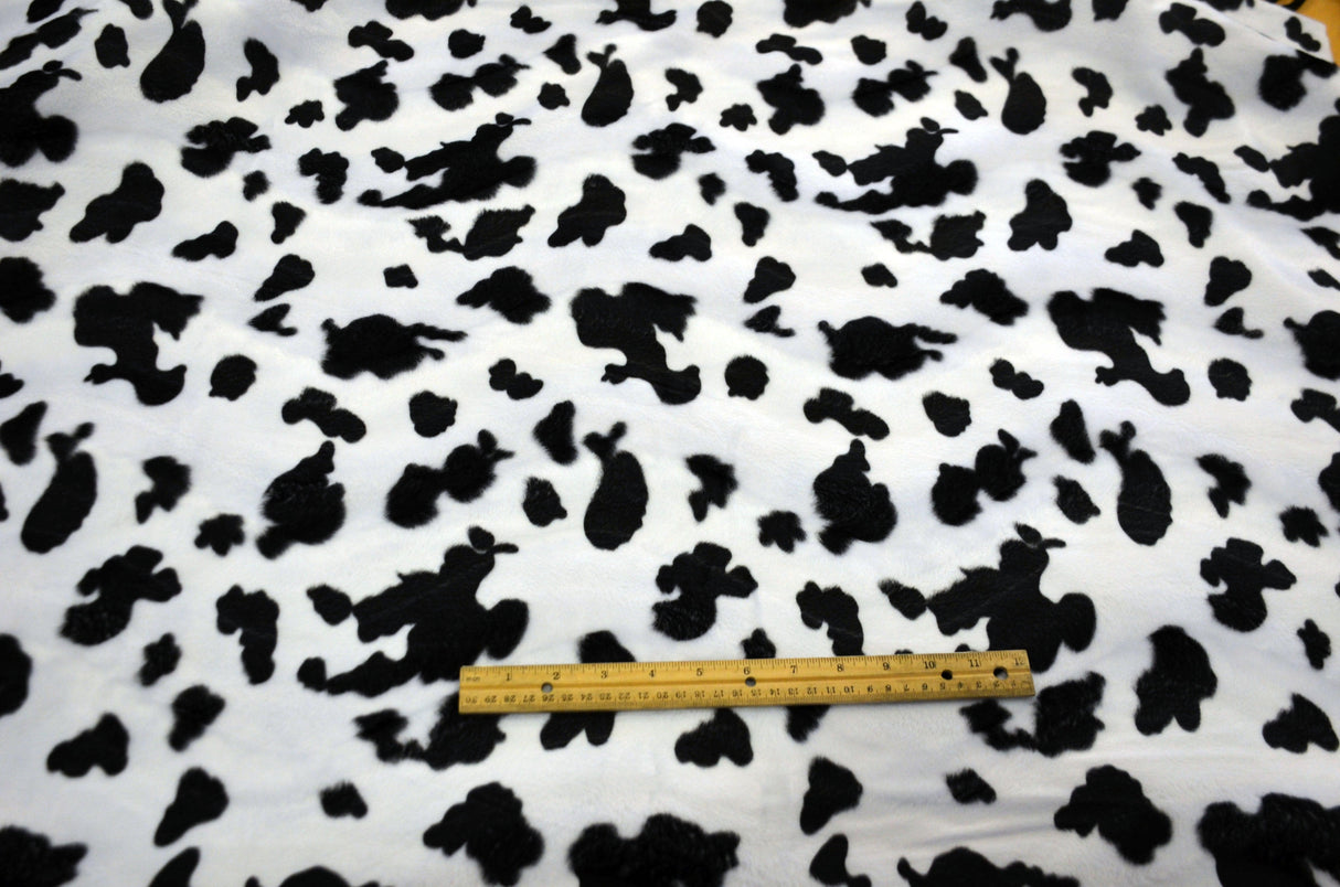 Velboa Faux Fur Polyester Fabric - White Black Zebra, White Black Cow, Gold Leopard, 60" Width (1 Yard)