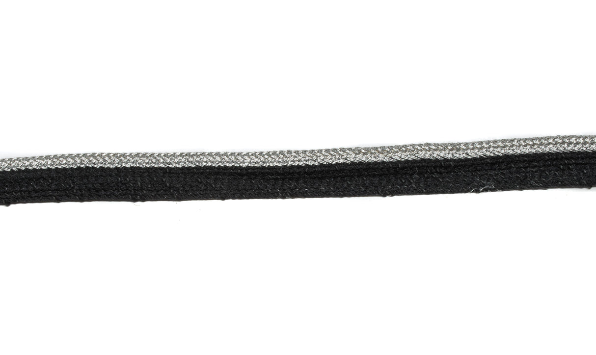 Metallic Piping Trim Black Silver 0.50"