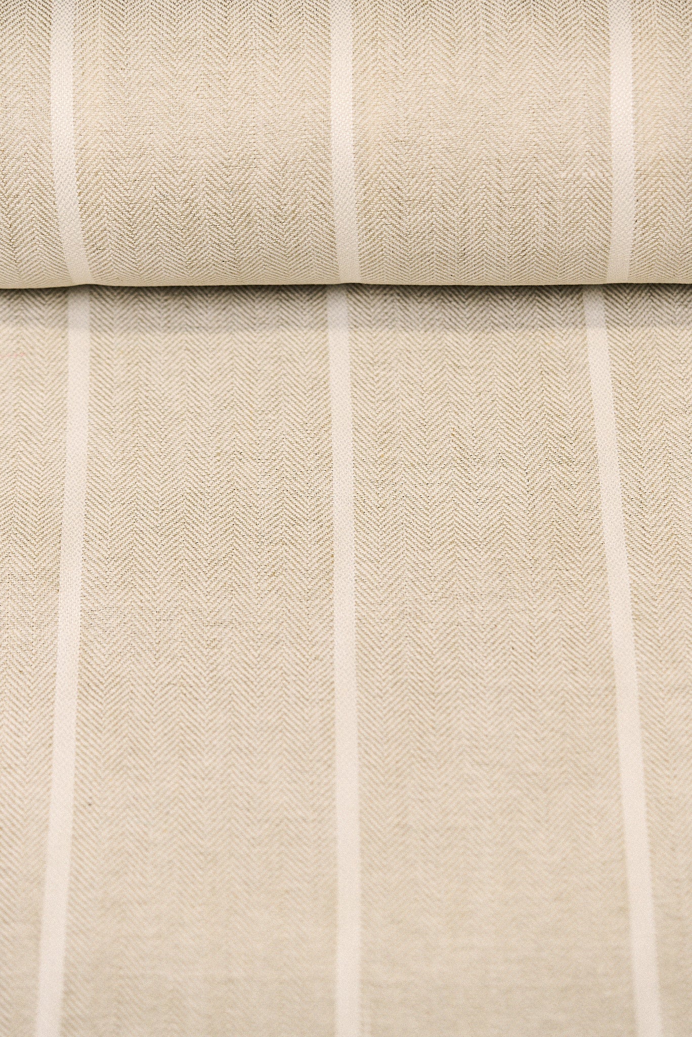 1 Yard Linen Novelty Herringbone Yarn Dyed Stripe Fabric Softened Color Snow 54" Width