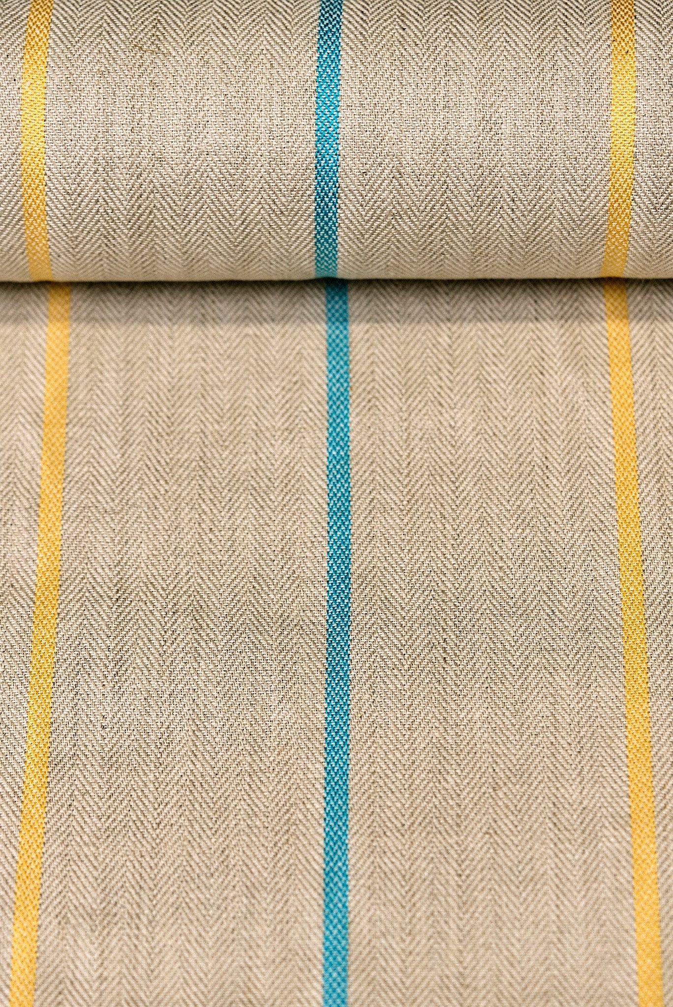 1 Yard Linen Novelty Herringbone Yarn Dyed Stripe Fabric Softened Color Spa 54" Width