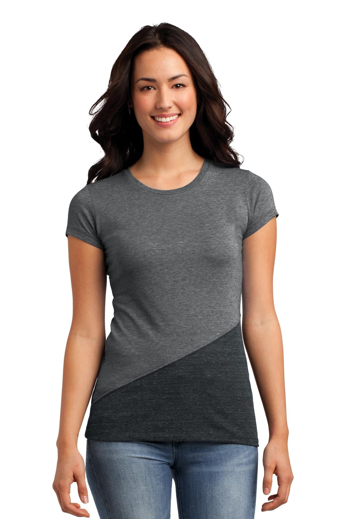 District® Juniors Tri-Blend Pieced Crewneck Tee