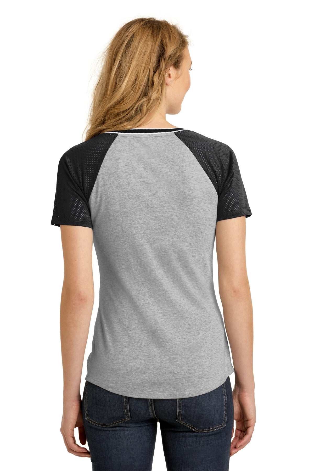 District® Juniors Mesh Sleeve V-Neck Tee