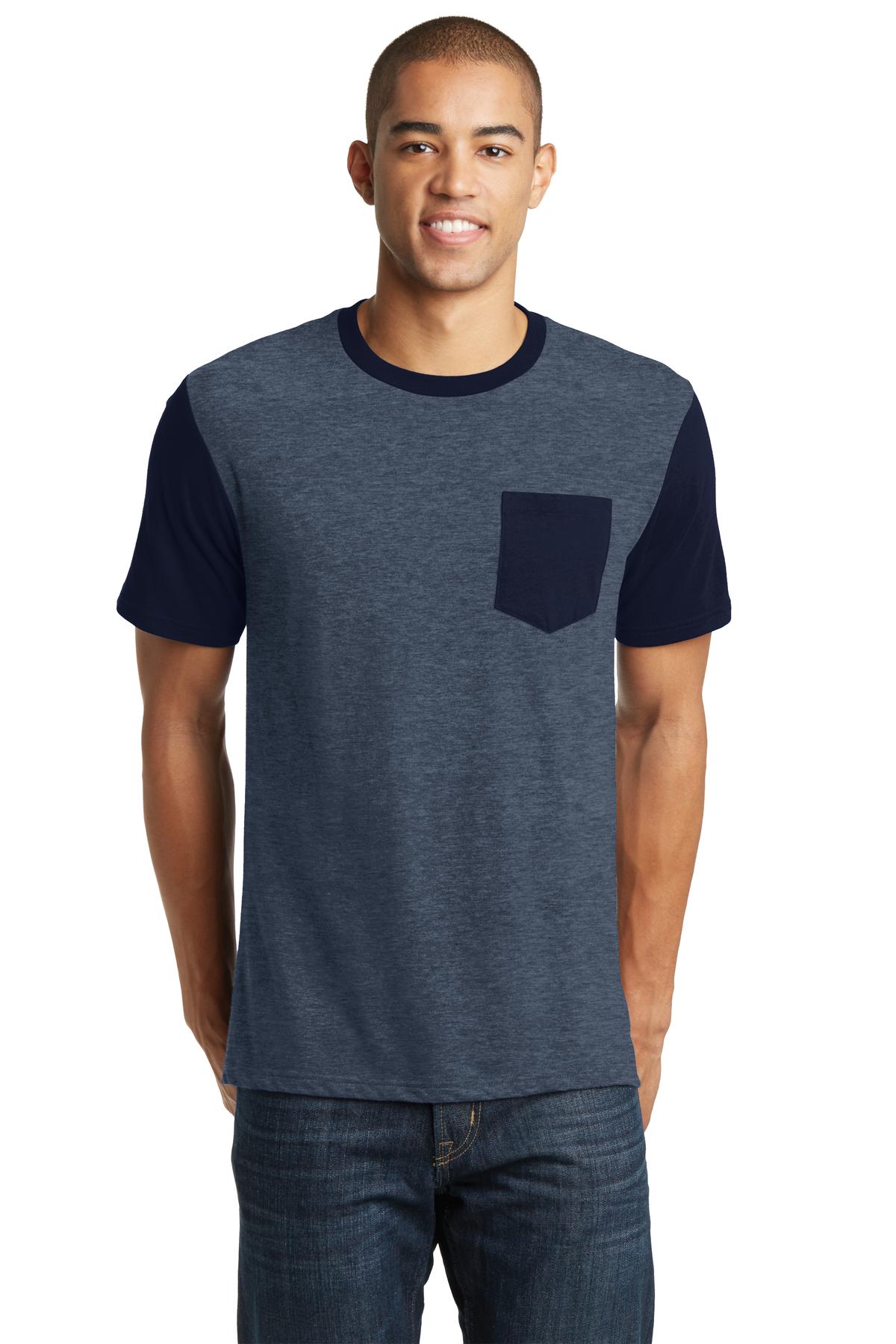 District® Young Mens Very Important Tee® with Contrast Sleeves and Pocket