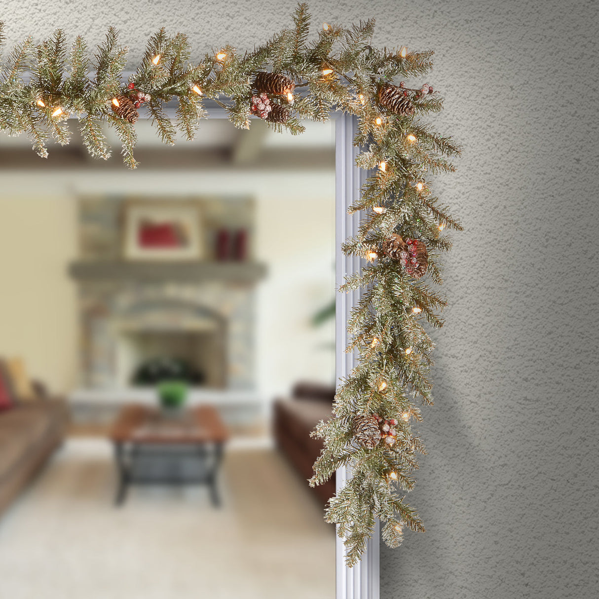 9FT Pre-Lit Dunhill Fir Garland with Clear Lights
