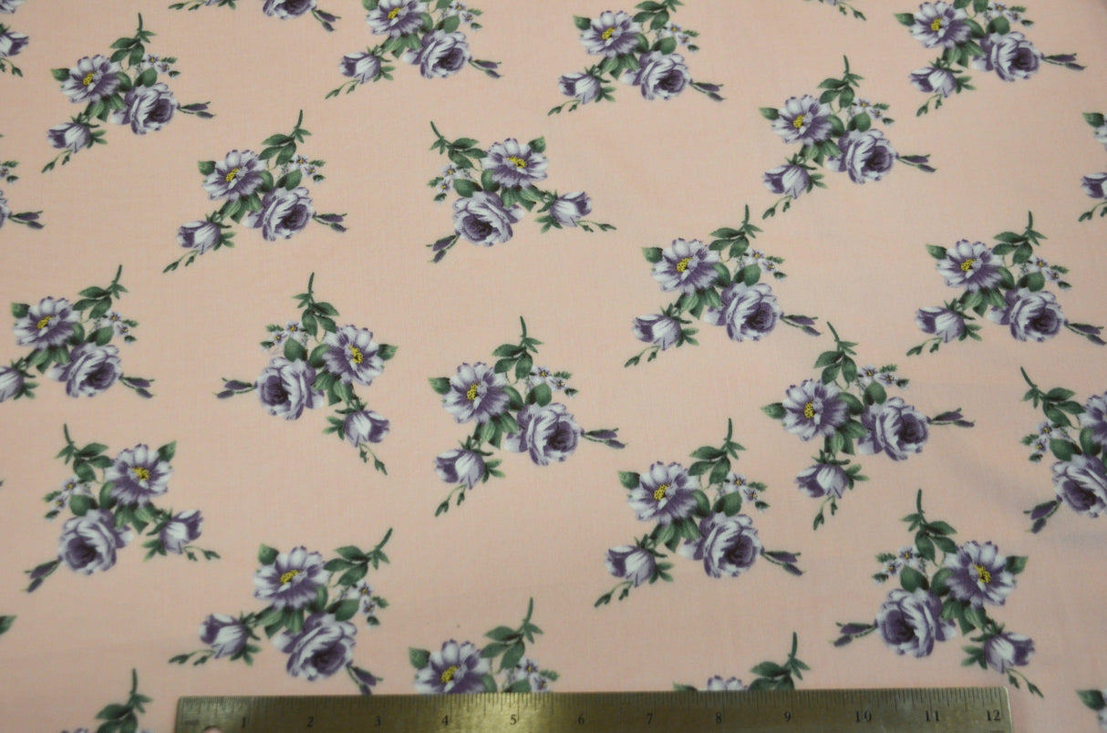 Love Flower Rayon Challis Fabric - Floral Print, 58/60" Width (1 Yard)