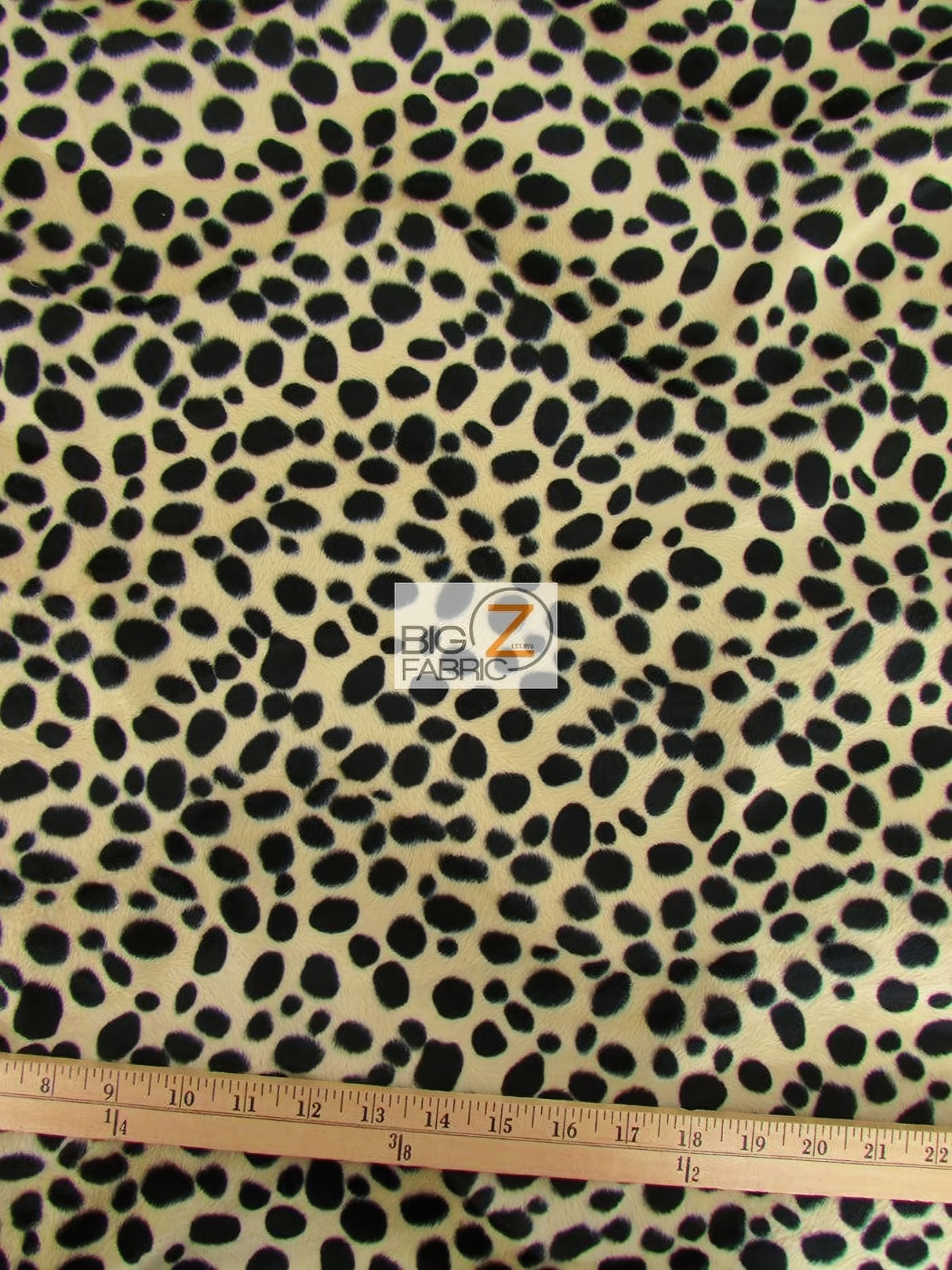 Taupe Velboa Dalmatian Dog Animal Short Pile Fabric