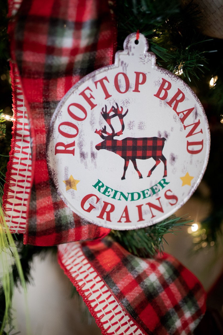 Buffalo Check Metal Holiday Design Christmas Ornaments