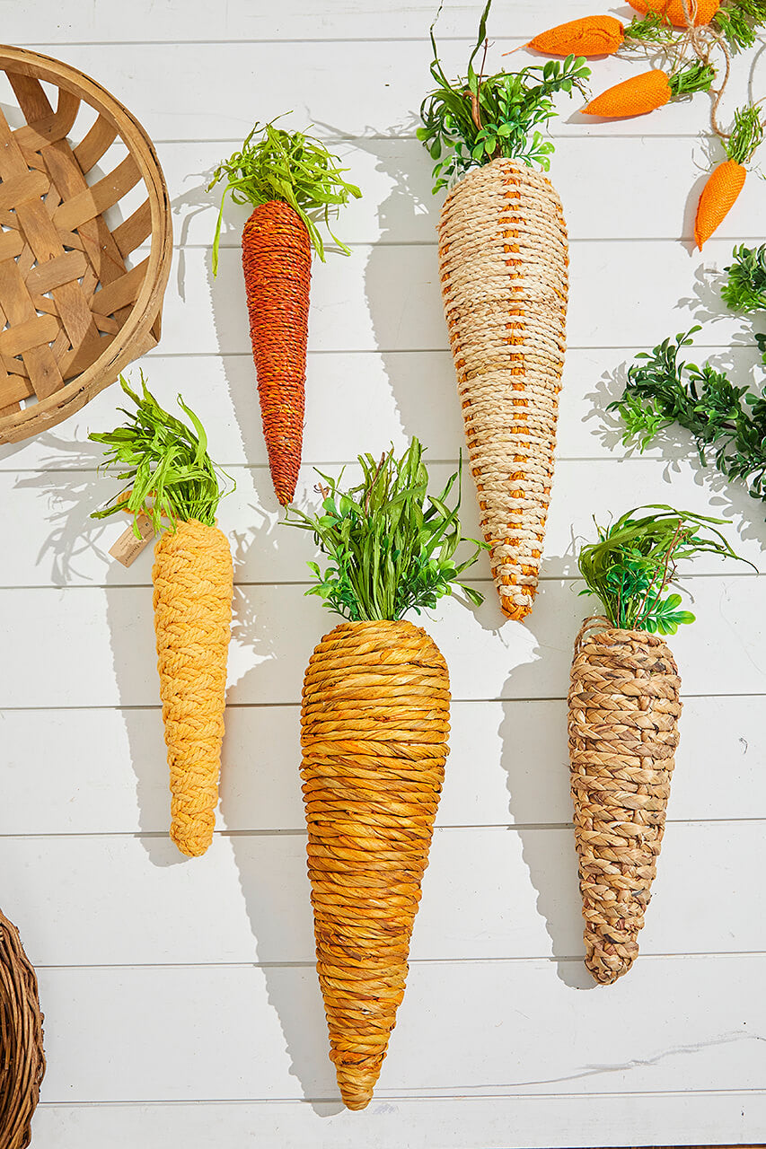 19" Jute Carrot Ornament – Rustic Woven Easter Decorative Accent