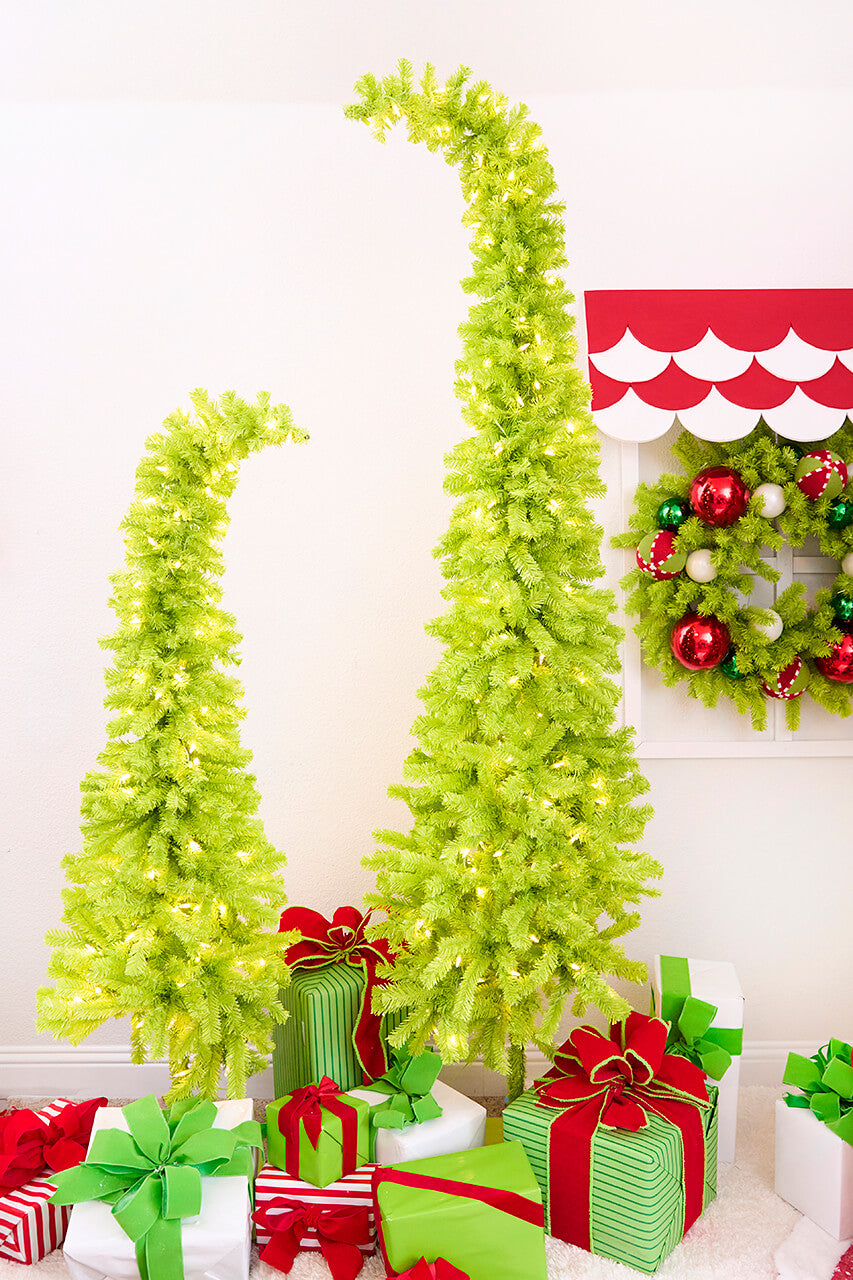 7' Lime Green Whimsical Tree with LED Lights