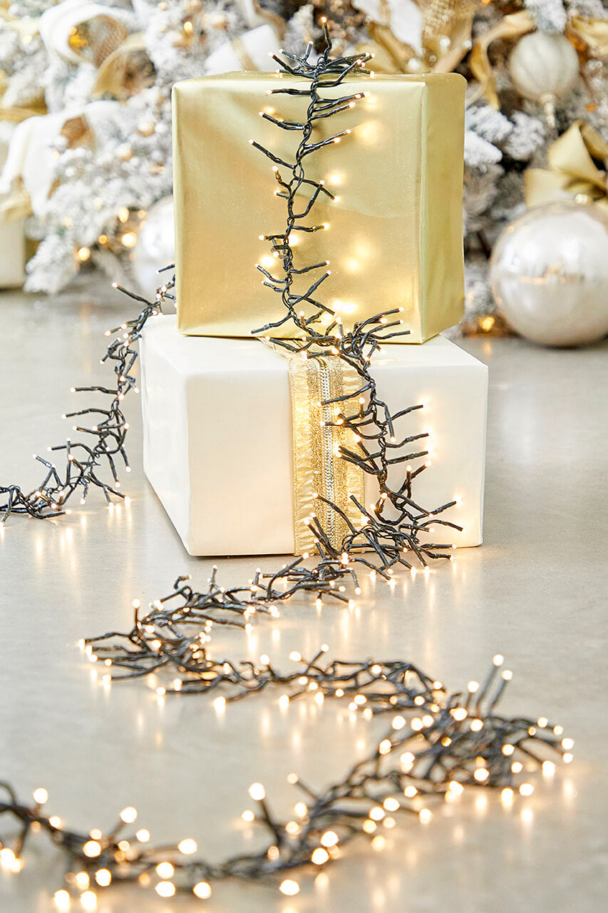 25' Platinum Elite Cluster Lights - 760L Warm White (Green Cord)