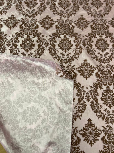 1 Yard Damask Flocking Taffeta Fabric Elegant Velvet Pattern 58 Inches Wide