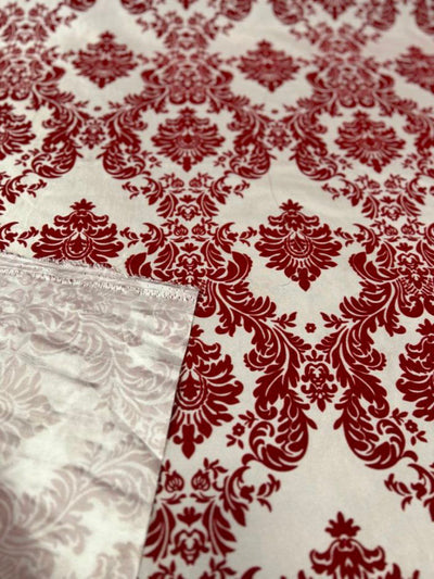 1 Yard Damask Flocking Taffeta Fabric 58 Inches Wide Elegant Velvet Design for Weddings & Décor