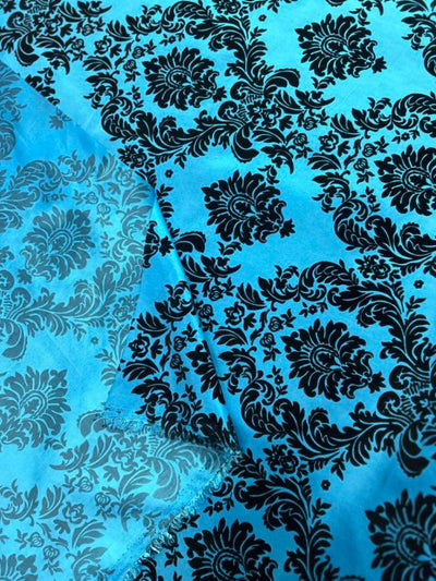1 Yard Damask Flocking Taffeta Fabric Elegant Velvet Pattern 58 Inches Wide
