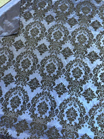 1 Yard Damask Flocking Taffeta Fabric Elegant Velvet Pattern 58 Inches Wide