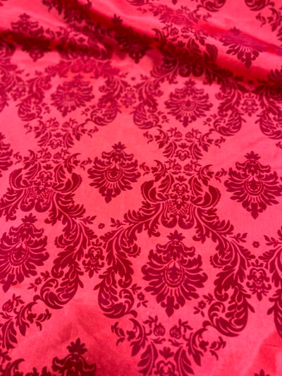 1 Yard Damask Flocking Taffeta Fabric Elegant Velvet Pattern 58 Inches Wide