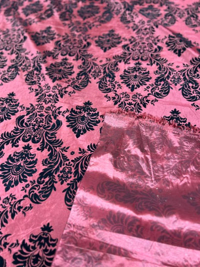 1 Yard Damask Flocking Taffeta Fabric 58 Inches Wide Elegant Velvet Design for Weddings & Décor
