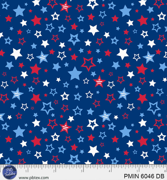Cotton Patriotic Minis Print Fabric Dark Blue 44/45"