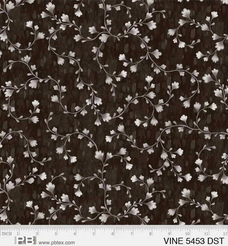 Cotton Wideback Fabric Dark Grey Vine Scroll 108"
