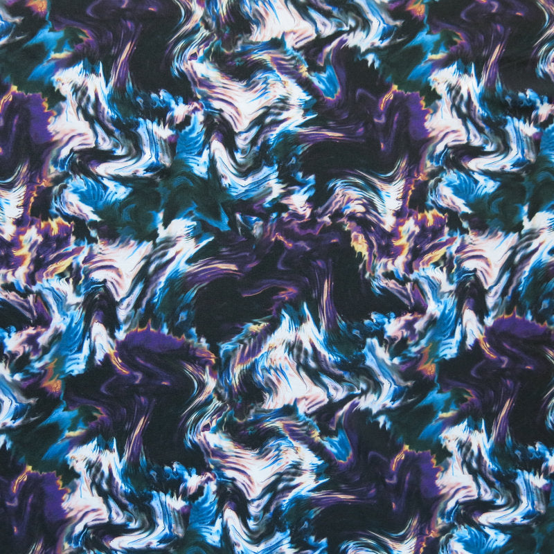Athletic Jersey Knit Poly Spandex Olympus Dark Arty Swirl