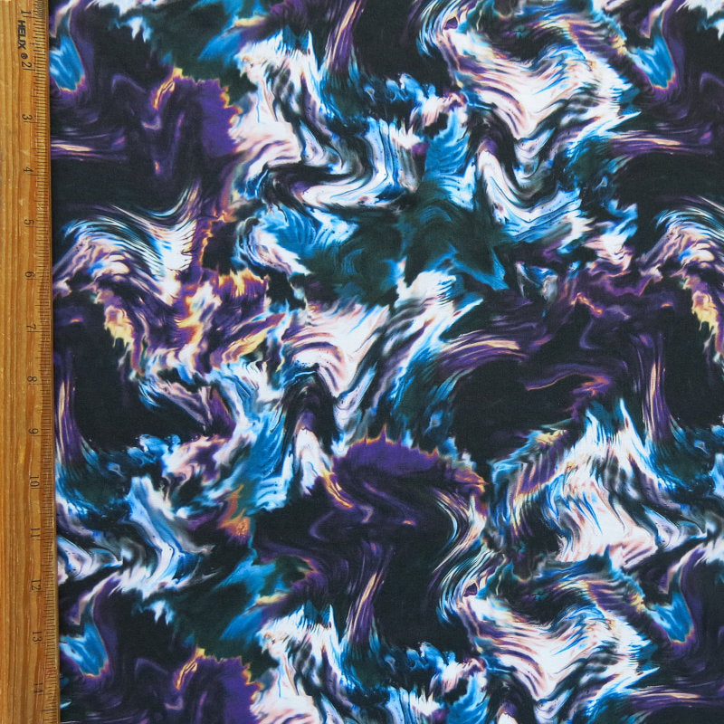 Athletic Jersey Knit Poly Spandex Olympus Dark Arty Swirl