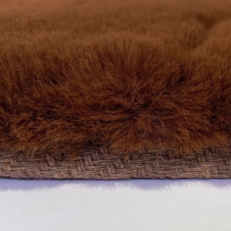 Soft Cozy Fuzzy Faux Fur Brown Clover Pattern Carpet/Rug for Modern Home Décor
