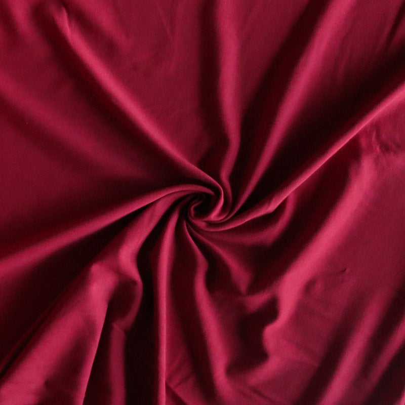 Bamboo Organic Cotton Spandex Jersey Knit Fabric Dark Red 18" Remnant