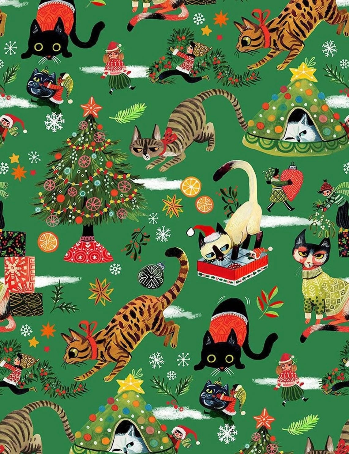 Quilting Cotton Not Ameowsed Pine Pixie Play Bunny Print Dear Stella