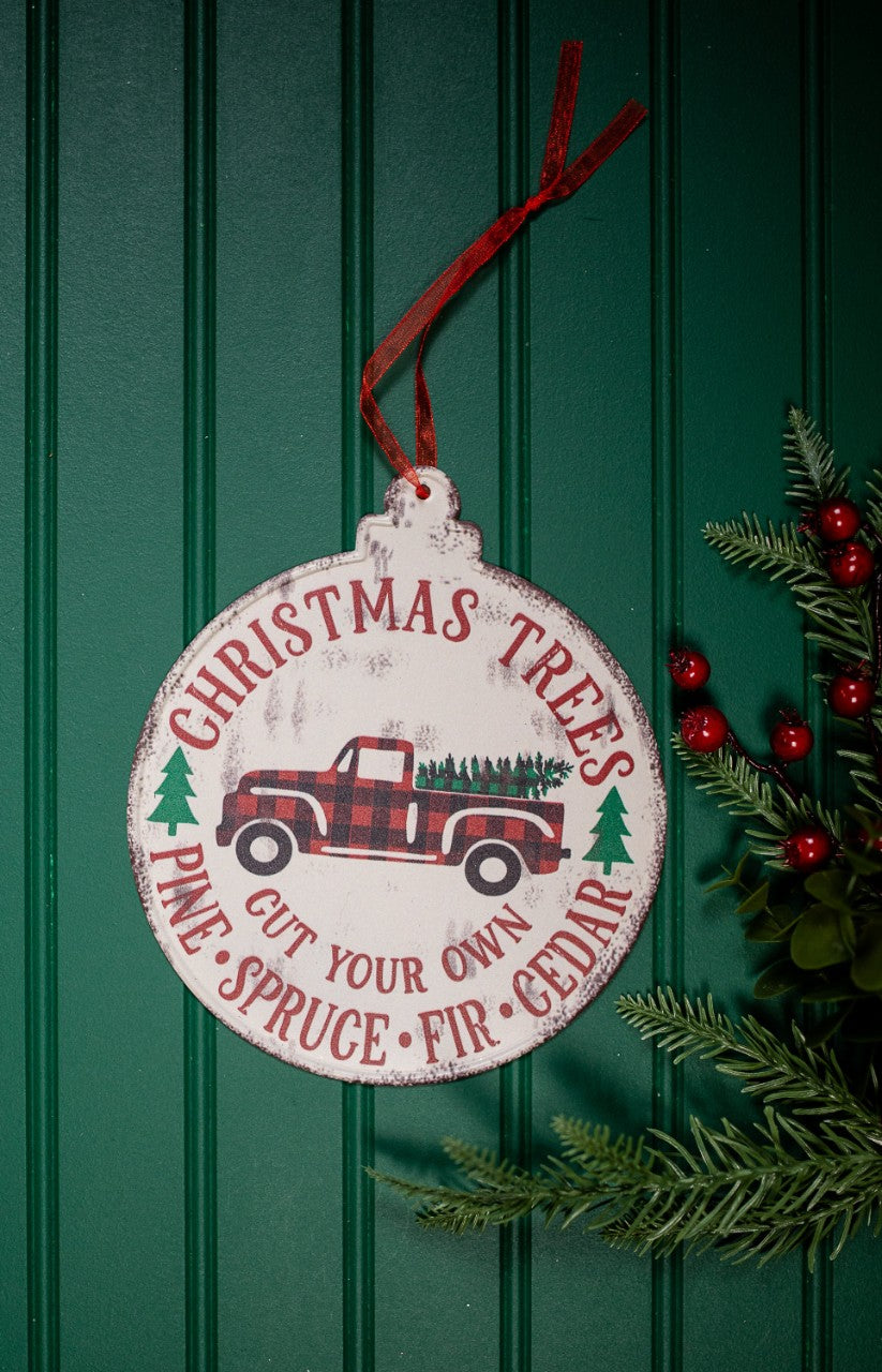 Buffalo Check Metal Holiday Design Christmas Ornaments
